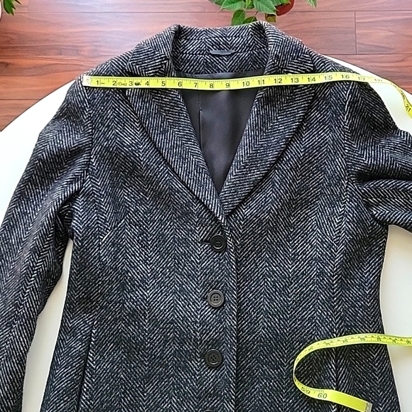 Cinzia Rocca wool/silk/angora grey and black herringbone coat - Picture 5 of 14